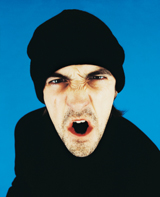 person wearing tuque and shouting