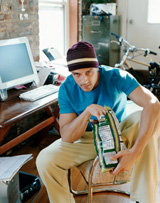 person looking menacing while eating chips