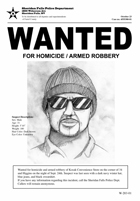wanted poster with a police sketch