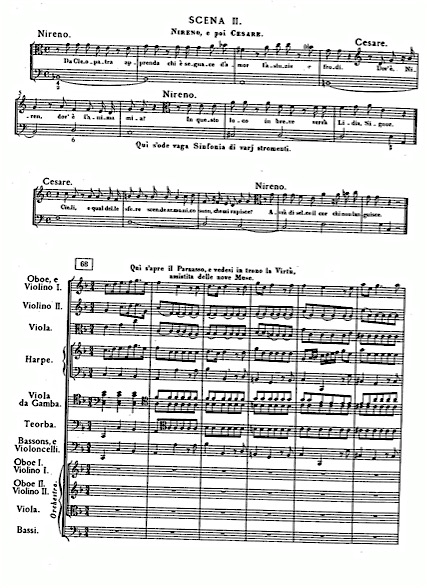 Score excerpt: Sinfonia with full orchestra from Giulio Cesare