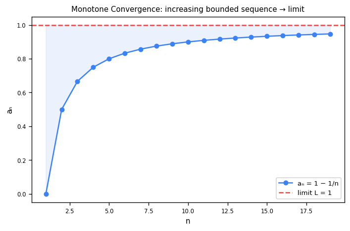 Monotone convergence: increasing bounded sequence